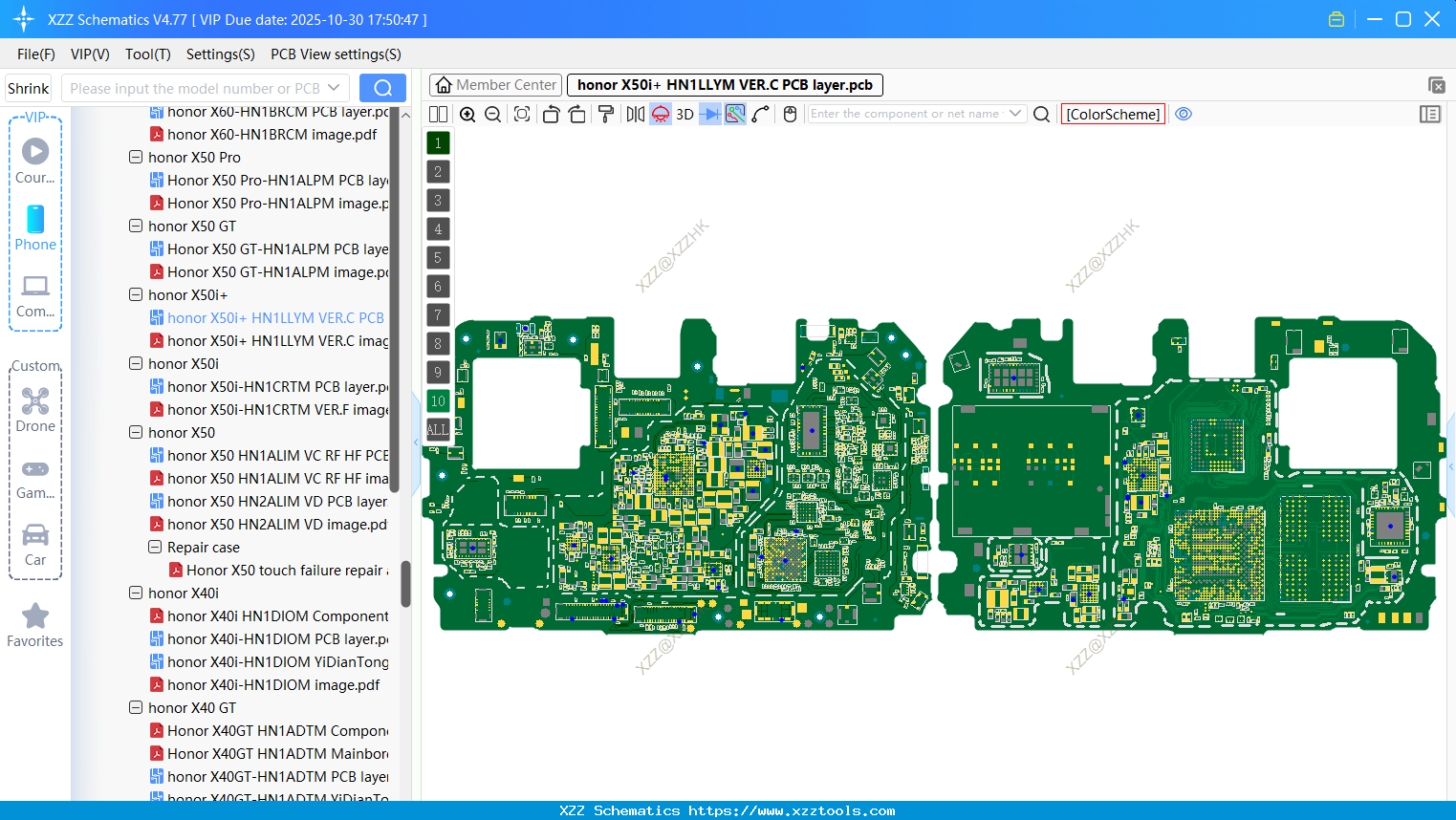 Honor X50i+ HN1LLYM VER.C PCB Layer